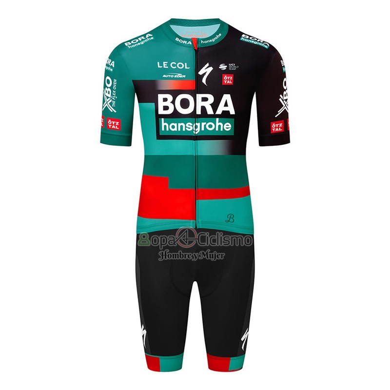 Bora-hansgrone Ropa Ciclismo Culotte Corto 2023 Mangas Cortas Verde Rojo2